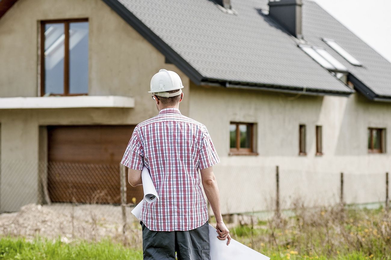 Engineer at house construction site